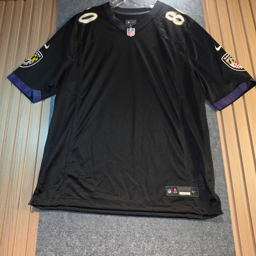 Nike Baltimore Ravens Jersey Mens Large Black Excellent NFL Number 80 Football